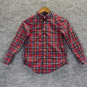 Ralph Lauren Shirt Boys 8 Red Plaid Button Down Long Sleeve Pony Logo Cotton